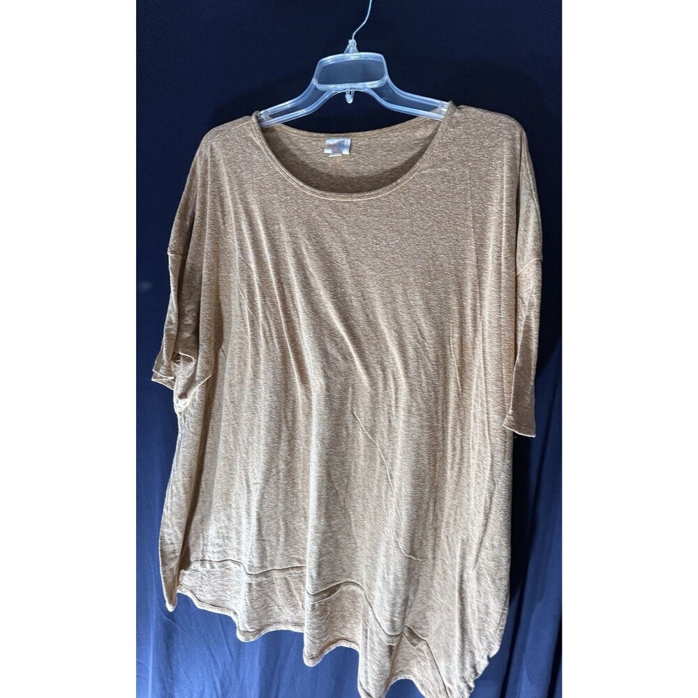 LuLaRoe Irma Tunic Top 3XL Plus Size Mustard Yellow Heathered Marled Scoop Neck